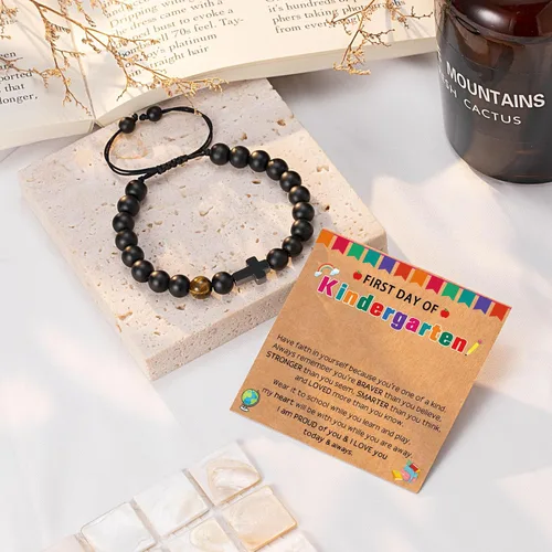 Vista 4 de ORISPRE Pulsera de cruz para hombre, regalo para hombre, para hijo, nieto, papá, marido, padrino, hombres, cumpleaños, graduación, jubilación
