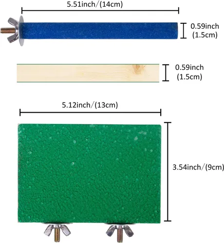 Vista 2 de 4 piezas de juguete de perca para pájaros, soporte de perca de loro de madera, plataforma de molienda de patas, accesorios de jaula, juguetes