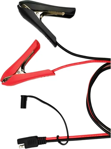 Vista 2 de [Versión actualizada] Abrazaderas de cocodrilo con clip de batería de 3.2 pies al conector SAE, cable de extensión de cargador solar de 14