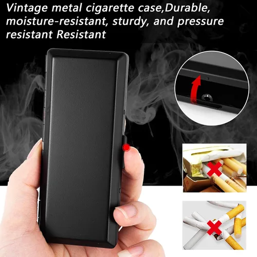 Vista 5 de Elegante, moderna y minimalista pitillera de metal - Capacidad para 10 cigarrillos de 100mm - Perfecta para mujeres - Diseño de metal ligero
