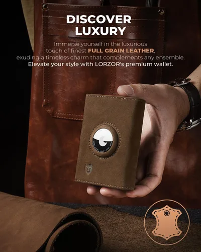 Vista 3 de Billetera para hombre para AirTag, billetera AirTag desplegable para hombre para Apple AirTag, cuero de fibra de carbono, inteligente, delgada