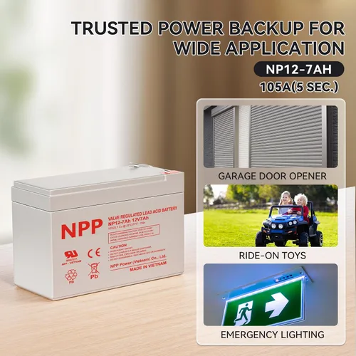 Vista 6 de NPP Batería AGM SLA recargable de 12V 7Ah con terminales F2, para UPS, sistema de alarma de seguridad, Verizon Fios Box, etc (2 piezas)