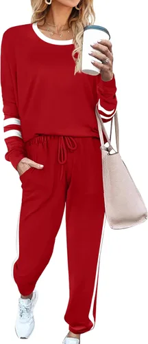 Vista 144 de Aloodor conjunto deportivo de 2 piezas para mujer, con sudadera con cuello redondo, sin botones