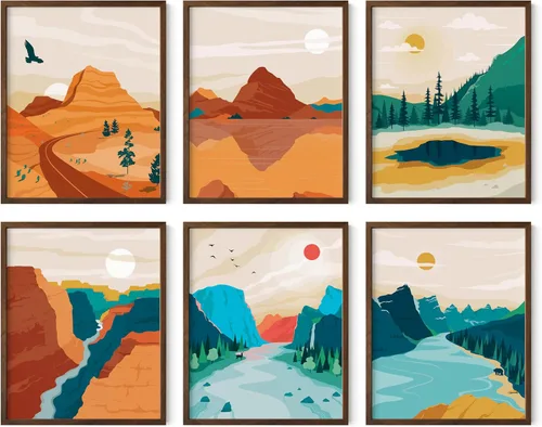 Vista 12 de HAUS AND HUES Pósteres vintage del parque nacional, juego de 6 impresiones artísticas de parques nacionales, arte de pared de naturaleza y juego