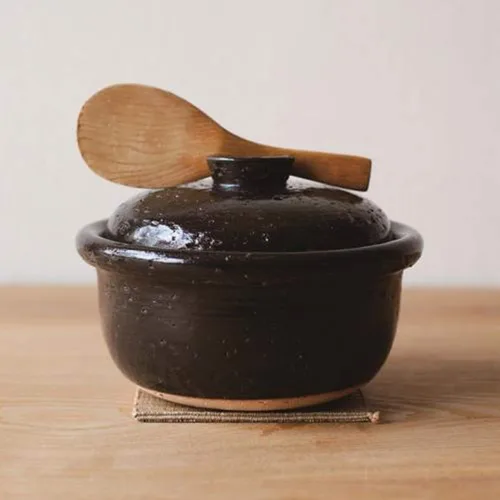 Vista 2 de Olla japonesa de arroz Donabe Kago, 2 Go, 1200 cc, color negro