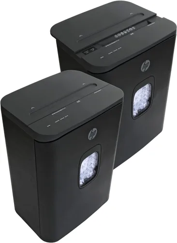 Vista 2 de HP - Trituradora de papel micro corte, capacidad de 16 hojas, diseño deslizante superior, cesta extraíble, trituración de alta seguridad, diseño