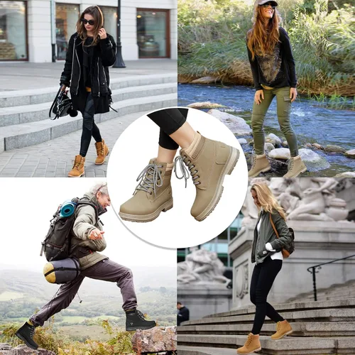 Vista 6 de sofysofy Botas de trabajo para mujer, impermeables, para senderismo, al aire libre, ligeras, cómodas