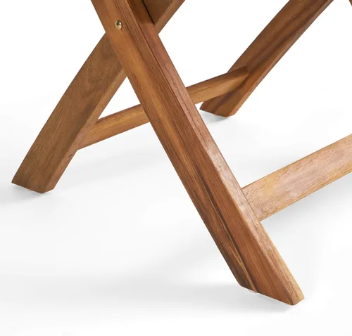 Vista 5 de GDFStudio Juego de bistró plegable de mimbre de madera de acacia al aire libre con sillas y mesa, acabado de teca y marrón