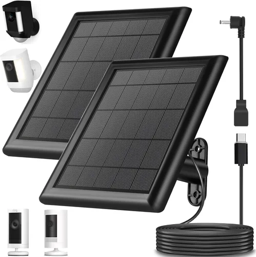 Vista 7 de Panel Solar Ring (2ª Generación), Paquete de 2 Cargador de Panel Solar Ring de 5W con Soporte y Cable de Extensión de 12 Pies para Cámara Stick Up
