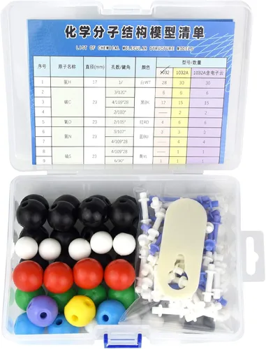 Vista 4 de 136pcs Química Orgánica Modelo Molecular Set para Estudiantes y Profesores Inorgánica y Orgánica Química Académica Educación 59 átomos y 76 Enlaces