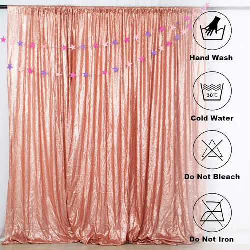 Vista 7 de ShiDianYi Cortina de fondo color rubor de 4 x 6 pies con lentejuelas para fotos, cortinas brillantes para telón de fondo, eventos y fiestas, telón