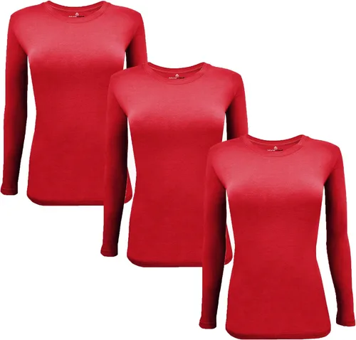 Vista 87 de Natural Uniforms Camiseta Under Scrub para mujer, cuello redondo, manga larga, paquete de 3, paquete múltiple de 3
