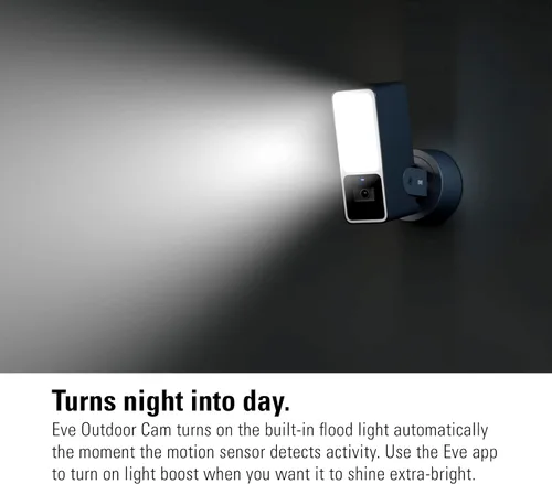 Vista 7 de Eve Cámara para exteriores, paquete de 2 cámaras de reflector seguro, alta seguridad y privacidad (video seguro HomeKit), 1080p