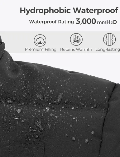Vista 5 de Wantdo Abrigo de invierno con capucha para hombre, chaqueta acolchada cálida, abrigo de algodón grueso con capucha extraíble