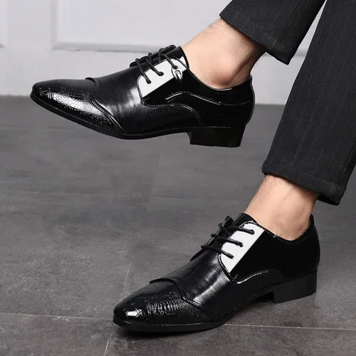 Vista 2 de ZGRZPMGR Zapatos de vestir para hombre zapatos de negocios para caminar zapatos casuales formales de cuero zapatos Oxford de moda para hombre