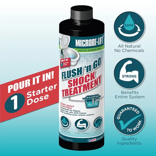 Vista 2 de Microbe-Lift Tratamiento de tanque séptico, tratamiento Flush 'N Go Shock, 32 onzas