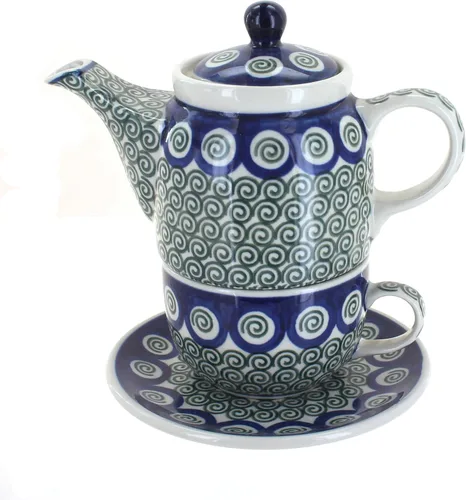 Vista 3 de Blue Rose Polish Pottery Georgia Blue Tea para uno