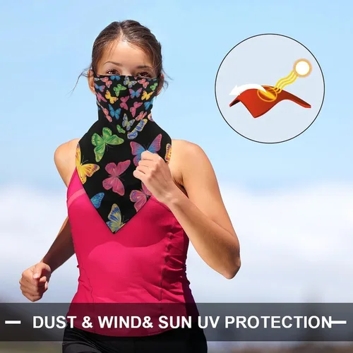 Vista 5 de Bufanda de protección solar UV, bufanda triangular reutilizable con lazo para las orejas