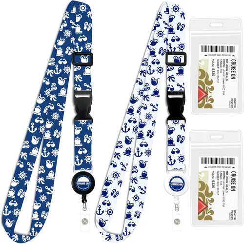 Vista 20 de Cordón de crucero de Cruise On para tarjetas de barco – Paquete de 2 con insignia retráctil y soporte impermeable para tarjetas de llave