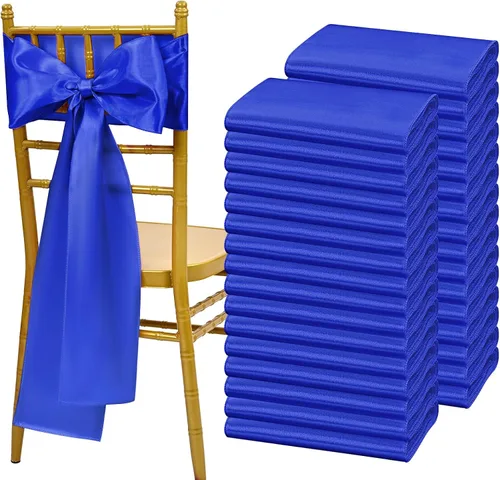 Vista 26 de Showgeous 60 cintas de satén color burdeos para decoración de sillas de recepción de boda, lazos para sillas de 7 x 78 pulgadas para banquetes