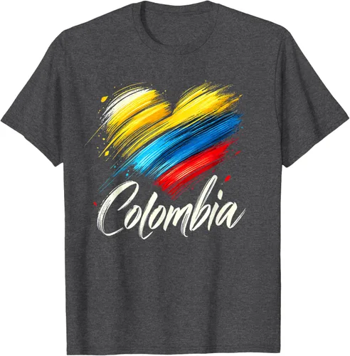 Vista 34 de Camiseta de orgullo colombiano con corazón de la bandera de Colombia