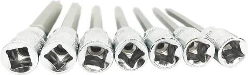 Vista 4 de Juego de llaves de vaso extra largas Torx Star Bit 7 piezas T25-T60 CR-V "3/8" Drive 4.331 in (Torx)