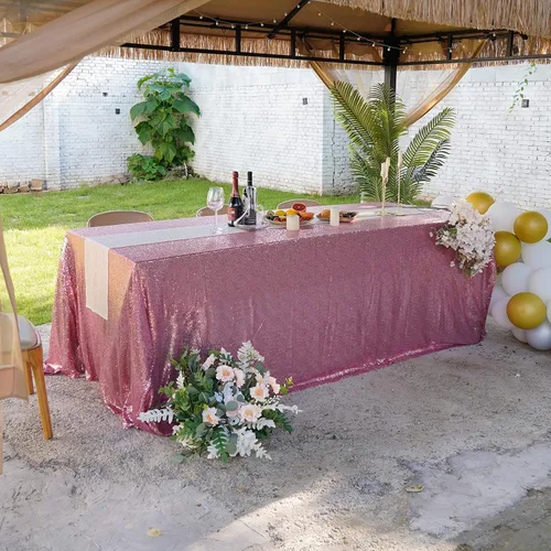 Vista 75 de Mantel de lentejuelas de 60 x 102 pulgadas, azul bebé, para boda, fiesta, despedida de soltera, rectangular