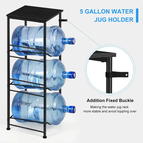 Vista 4 de OYEAL Soporte para Jarra de Agua de 5 Galones Organizador de Botellas de Agua con Estante, Estante de Almacenamiento de Botellas de Agua de Servicio