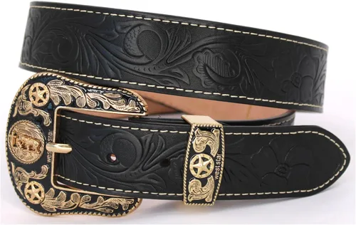 Vista 15 de Western Cowboy - Cinturón de cuero genuino con hebilla grabada, estilo country rodeo para hombre 8052 2cocodrilo Cf