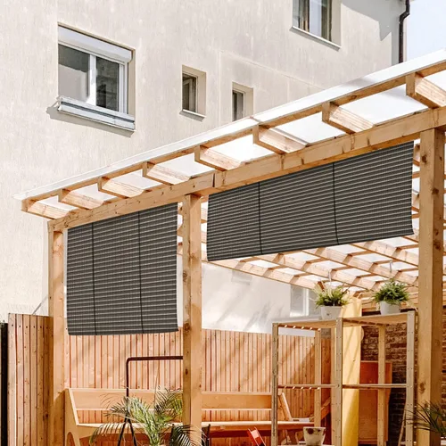 Vista 8 de Persianas enrollables para exteriores, para porche, terraza, pérgola, patio, balcón, glorieta, privacidad, 4 pies de ancho x 6 pies de alto