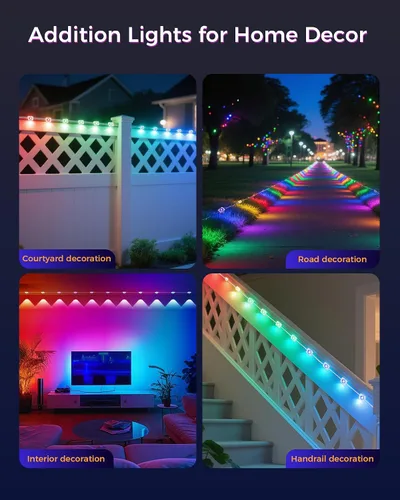 Vista 16 de Luces Permanentes para Exteriores para Casa, Luces LED RGB Inteligentes de 100 pies para Aleros, Decoración Exterior con Control por