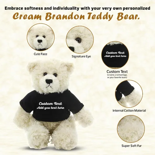 Vista 2 de Oso de peluche personalizado Brandon crema de 12 pulgadas, osos de peluche personalizados, gran regalo para San Valentín, graduación, cumpleaños
