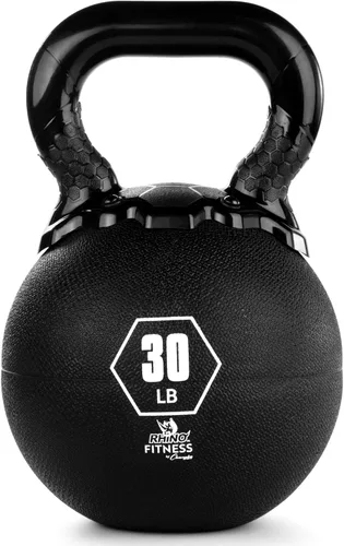 Vista 10 de Champion Sports Rhino - Pesas rusas de goma, color negro, equipo de entrenamiento de fuerza de primera calidad, varios pesos