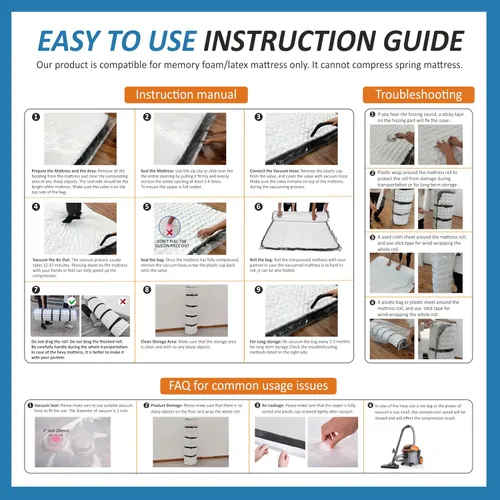 Vista 7 de Storage Logic Bolsa de vacío para colchón de espuma con 4 correas de embalaje ajustables para mudanza, almacenamiento, envío, bolsa de colchón