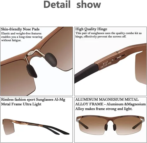 Vista 4 de Polarized Sports Sunglasses for Women Men Running Golf Fishing Cycling Driving 100% UV Protection Sun Glasses JE001