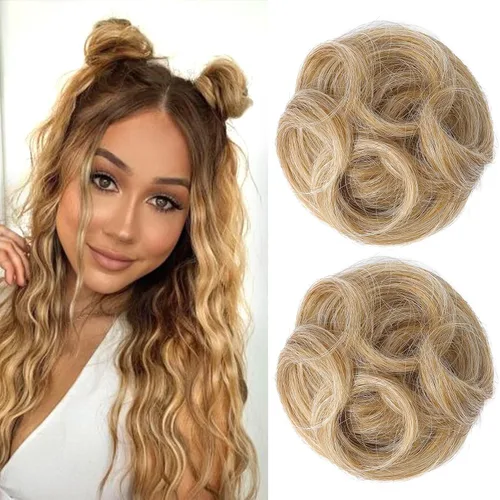 Vista 10 de REECHO Space Bun Hair Pieces, 2 piezas de mini clips de garra en moños desordenados y orejas de gato, extensiones de moño de cabello falso HB001