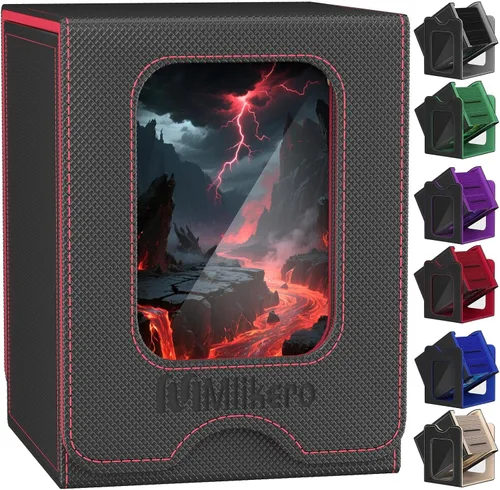 Vista 9 de Mlikero Paquete de 2 cajas de cartas Commander con capacidad para más de 200 tarjetas de una sola funda con 2 divisores, caja magnética de cuero