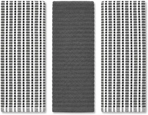 Vista 19 de Serafina Home Toallas de cocina de tamaño grande de color sólido negro: paño de 100 % algodón suave para limpieza y secado absorbente, con ribete