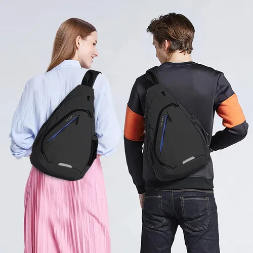 Vista 6 de Hanke Mochila bandolera para hombre, unisex, con un hombro, mochila de viaje, mochila cruzada con puerto USB, versátil y casual