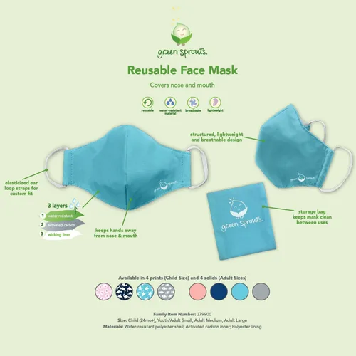 Vista 2 de i play. by green sprouts Reusable Face Mask