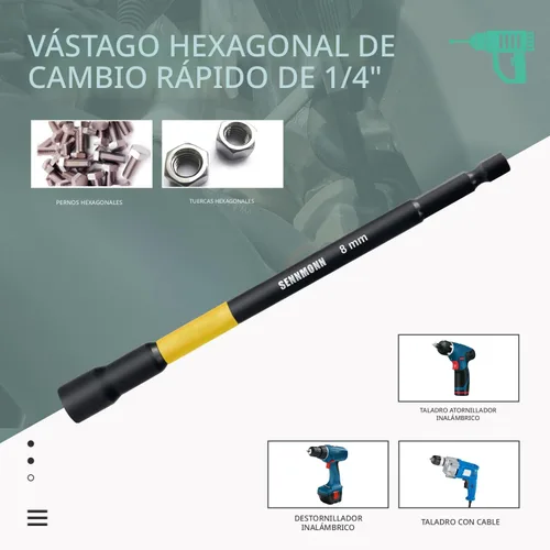 Vista 7 de Juego de destornilladores de tuercas magnéticas, 16 piezas, juego de destornilladores de tuercas largas, 6 pulgadas, SAE y métrico, arcoíris