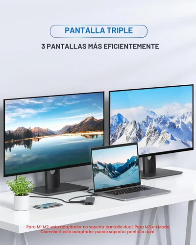 Vista 3 de MOKiN - Estación de acoplamiento para MacBook Pro, adaptador HDMI de doble monitor MacBook Pro/Air Adaptadores USB C 9 en 1 para MacBook Pro Air