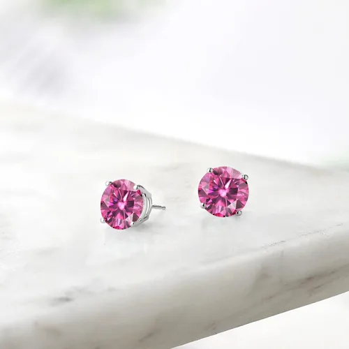 Vista 117 de Gem Stone King Aretes de plata de ley 925 con piedra natal redonda de 0.276 in para mujer