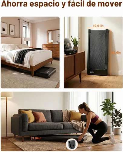Vista 5 de Superun 3 in 1 Walking Pad with 6% Incline, Under Desk Treadmill Negro profundo