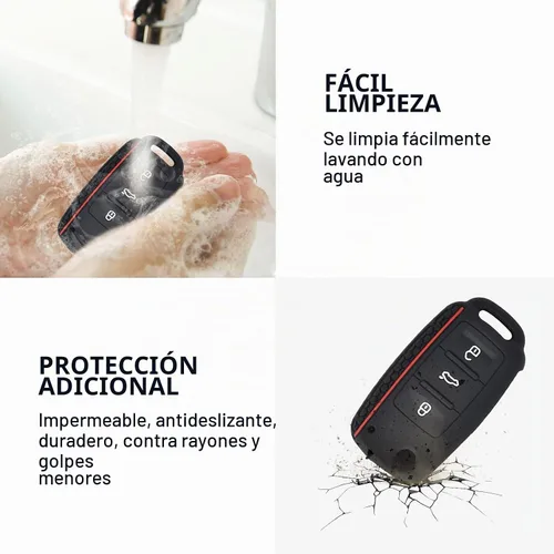 Vista 7 de 2 PIEZAS Funda de Silicona para Llave de Mando a Distancia de 3 Botones, para VW Beetle, Caddy, Eos, Jetta, Golf, Polo, Scirocco, Sharan, Tiguan