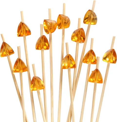 Vista 16 de BambooMN Pinchos decorativos de acrílico transparente de 5.9 pulgadas para sándwiches de frutas y cócteles de bambú para eventos de catering Claro