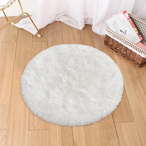 Vista 13 de Alfombra circular pequeña para dormitorio, 2 x 2 pies, color azul, para decoración de habitación de niños, redonda esponjosa para guardería