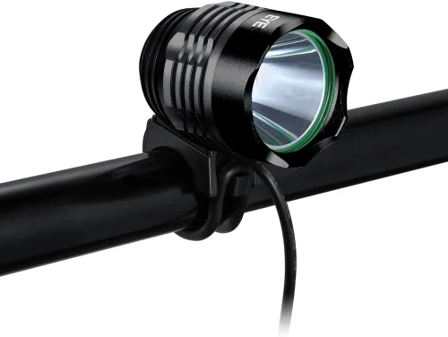 Vista 4 de Night Eyes - Luz frontal para bicicleta de 2400 lúmenes (1200 LMx2) para bicicleta de montaña, recargable, 8,4 V, ABS, batería impermeable - Faro