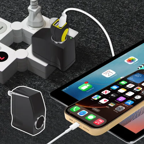 Vista 4 de Cellet Adaptador de CA a CC, convertidor de corriente de 120 V/110 V a 12 V CA/CC, enchufe para encendedor de cigarrillos de automóvil