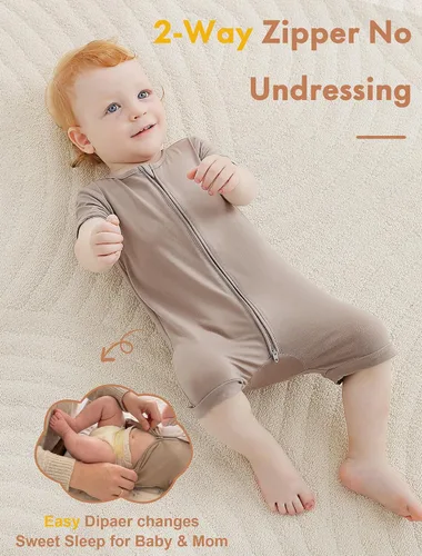 Vista 5 de JunNeng Viscose from Bamboo Baby Sleeper, Short Sleeve Romper Jumpsuit